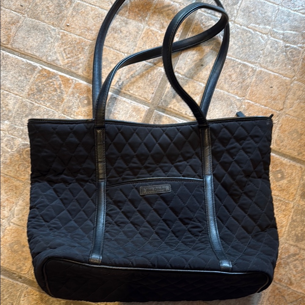 Vera Bradley Black Quilted Shoulder Bag with Diamond Pattern
